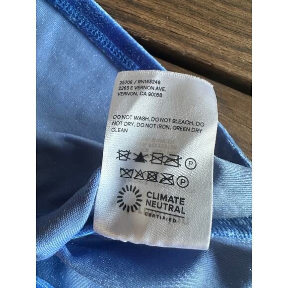 Reformation Astro Velvet Dress Blue Large NWT Mini Strapless Party - Picture 9 of 13